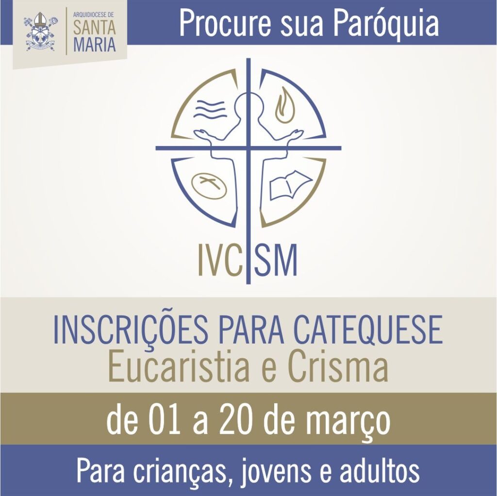 Inscrições para Catequese estão abertas em todas as Paróquias e Comunidades de nossa Arquidiocese de Santa Maria