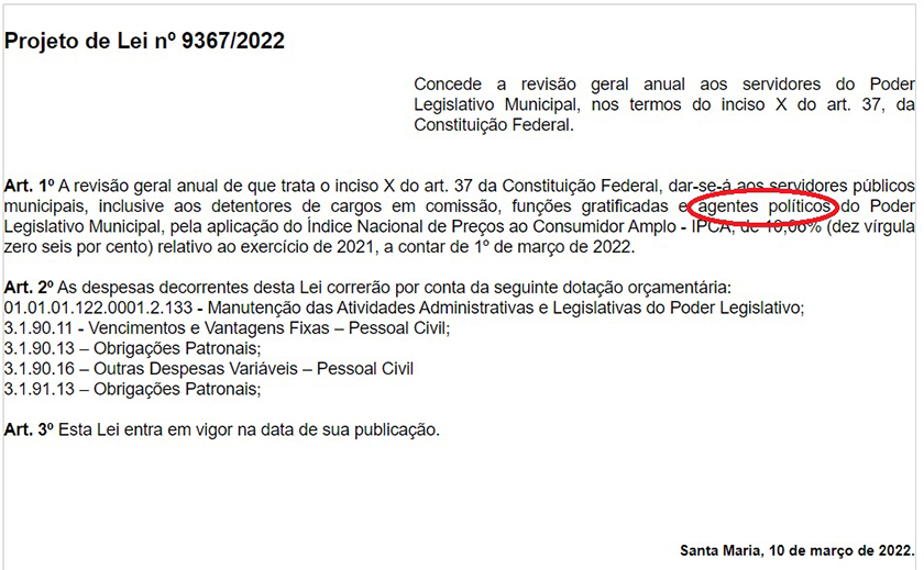 Vereadores incluem reajuste salarial em projeto que revisa remuneração dos servidores