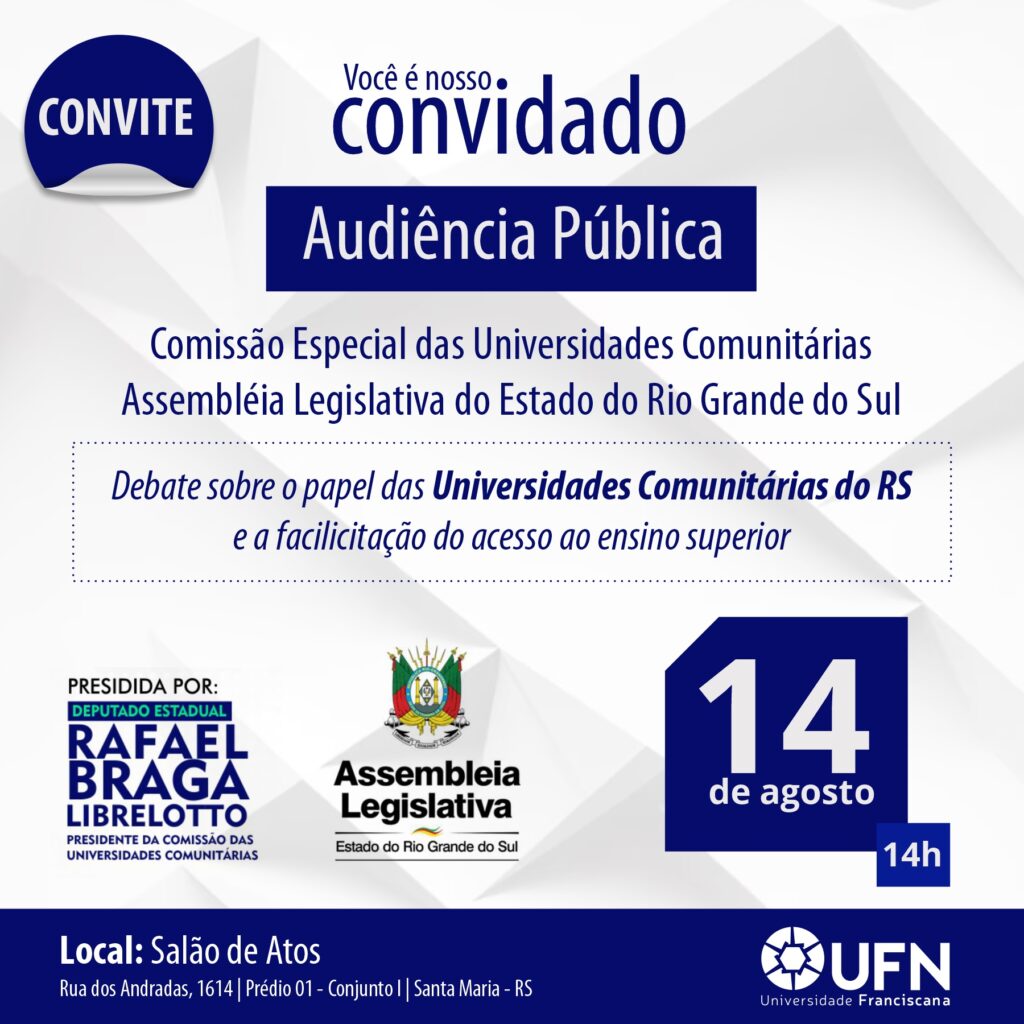 Papel das Universidades Comunitárias será discutido em Audiência Pública na UFN nesta segunda-feira (14)