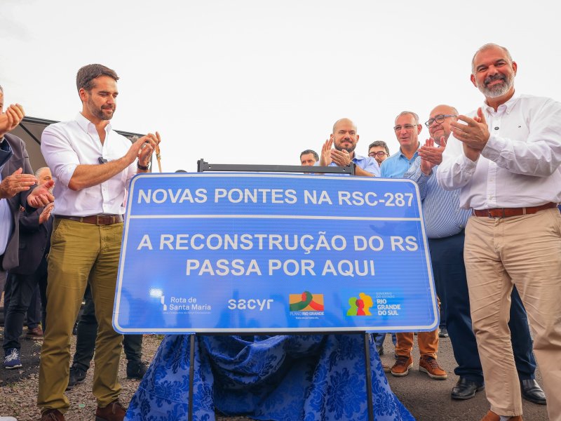 Construção da nova ponte sobre o Arroio Grande, na RSC-287, é oficializada pelo governo do Estado
