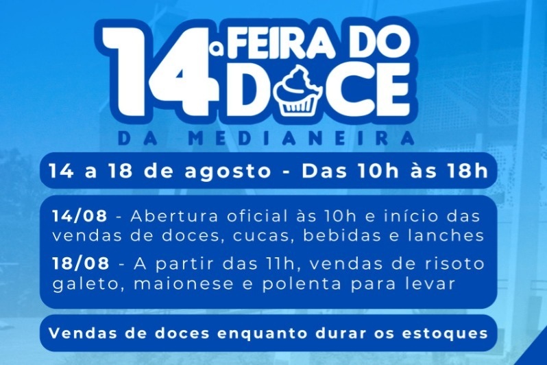 Feira de doces da Medianeira ocorre de 14 à 18 de agosto