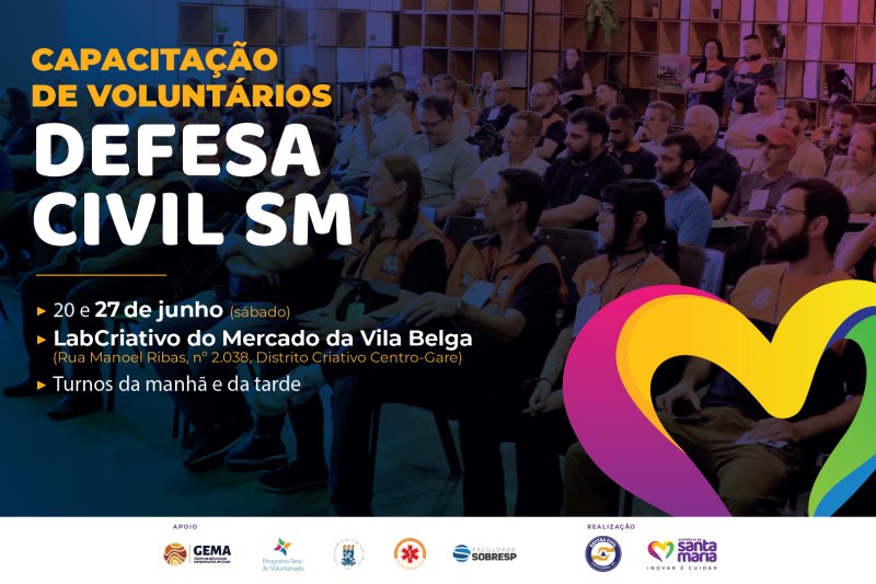 Santa Maria promove capacitação gratuita para voluntários que desejem atuar na Defesa Civil em eventos climáticos extremos